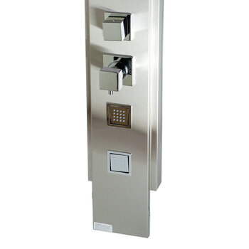 ALFI brand Modern Shower Panel with 4 Body Sprays in Brushed Stainless Steel, Bottom Panel View