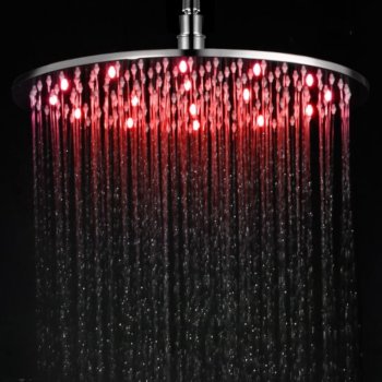 Brushed Nickel 16" LED Rain Shower Head