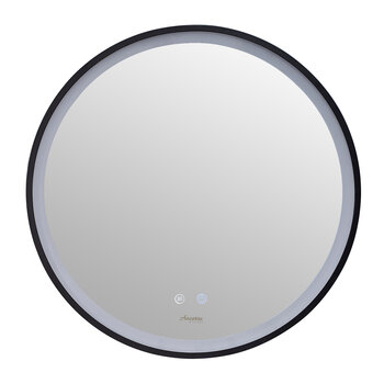 Ancerre Designs Cirque 24'' Round LED Black Framed Mirror with Defogger and Dimmer, 110V, 6000K Color Temperature, Product View