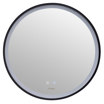 Ancerre Designs Cirque 30'' Round LED Black Framed Mirror with Defogger and Dimmer, 110V, 6000K Color Temperature, Product View