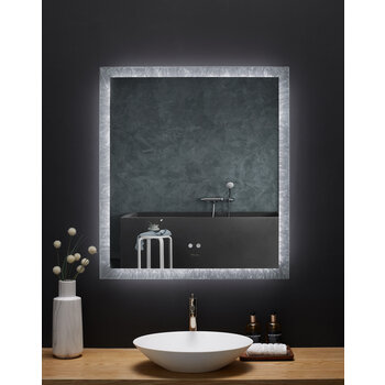 Ancerre Designs Frysta 30'' - 36'' W x 40'' H LED Frameless Rectangualar Mirror with Dimmer and Defogger, 110V, 6000K Color Temperature, LED Off Front View