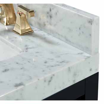 Ancerre Designs Elizabeth 48'' OnyxBlack / Italian Carrara Top / Gold Hardware - Close-Up-Top View 2