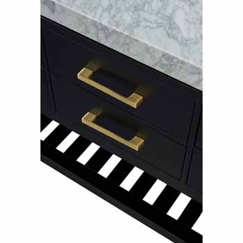 Ancerre Designs Elizabeth 48'' OnyxBlack / Italian Carrara Top / Gold Hardware - Close-Up-Drawers View 1
