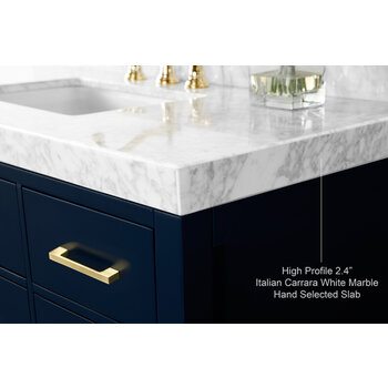 Ancerre Designs Elizabeth 48'' Bath Vanity in Heritage Blue with Italian Carrara White Marble Vanity top and White Undermount Basin with Gold Hardware, 48''W x 22''D x 34-1/2''H