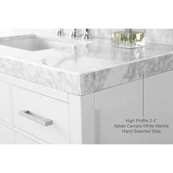 Ancerre Designs Elizabeth 48'' Bath Vanity in White with Italian Carrara White Marble Vanity top and White Undermount Basin, 48''W x 22''D x 34-1/2''H