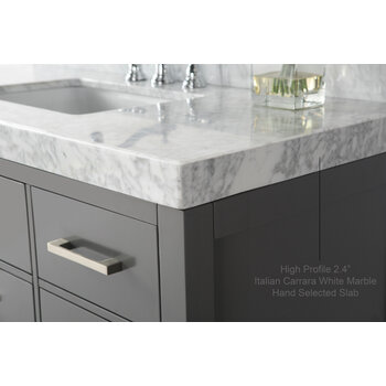 Ancerre Designs Elizabeth 72'' Double Sink Bath Vanity in Sapphire Gray with Italian Carrara White Marble Vanity top and (2) White Undermount Basins, 72''W x 22''D x 34-1/2''H