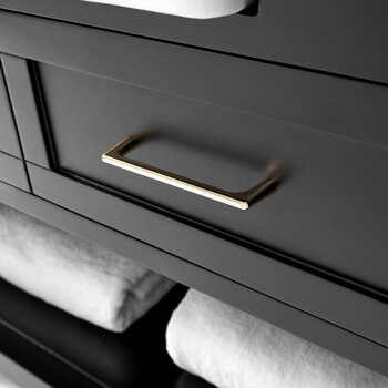 Ancerre Designs Hayley 60'' Black Onyx, Carrara Marble Top, Apron Basin, Gold Hardware