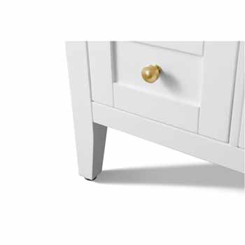 Ancerre Designs Maili 48'' White / Italian Carrara Top / Gold Hardware - Close - Up-Bottom View 1