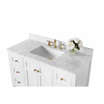 Ancerre Designs Maili 48'' White / Italian Carrara Top / Gold Hardware - Top View