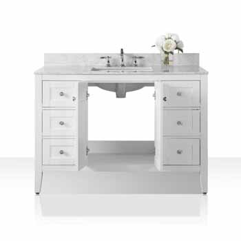Ancerre Designs Maili 48'' White / Italian Carrara Top - Front Open View 1