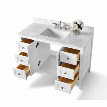 Ancerre Designs Maili 48'' White / Italian Carrara Top - Angle Open