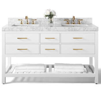 Ancerre Designs Elizabeth 60" Bath Vanity Set in White, Front View