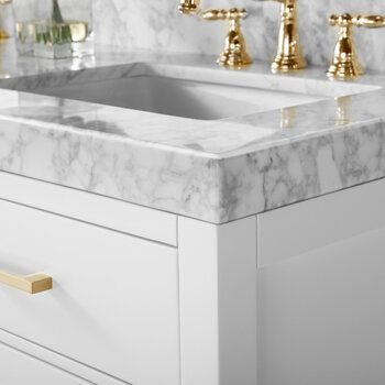 Ancerre Designs Elizabeth 60" Bath Vanity Set in White, Top Angle View