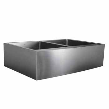 Nantucket Sinks Pro Series Double Bowl Farmhouse Apron Front Stainless Steel Kitchen Sink, 33"W x 22-1/4"D x 10"H