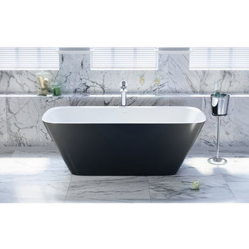 Aquatica Arabella™ Freestanding Solid Surface Bathtub, Matte Black Outside, White Inside