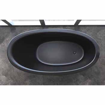 Aquatica Emmanuelle 2 Freestanding Solid Surface Unique-Shaped Bathtub, Black, 66-1/4"W x 35"D x 32-3/4"H