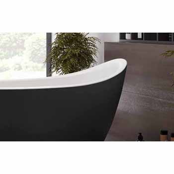 Aquatica Emmanuelle 2 Freestanding Solid Surface Unique-Shaped Bathtub, Black Outside, White Inside, 66-1/4"W x 35"D x 32-3/4"H