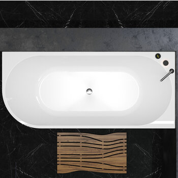 Aquatica Purescape™ 118 Freestanding Corner Acrylic Bathtub, 70-3/4'' W x 31-1/2'' D x 23-1/2'' H, White Left Bathtub Overhead View