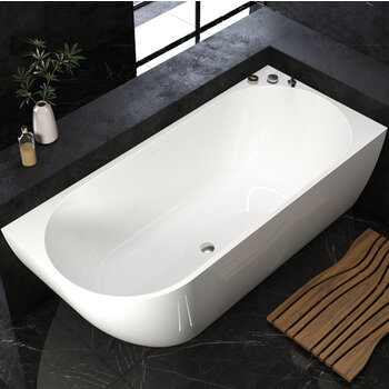 Aquatica Purescape™ 118 Freestanding Corner Acrylic Bathtub, 70-3/4'' W x 31-1/2'' D x 23-1/2'' H, White Left Bathtub Overhead Angle View