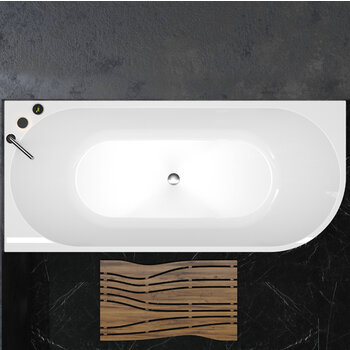 Aquatica Purescape™ 118 Freestanding Corner Acrylic Bathtub, 70-3/4'' W x 31-1/2'' D x 23-1/2'' H, White Right Bathtub Overhead View