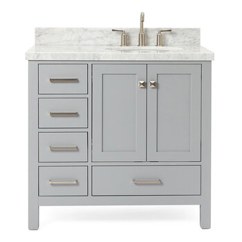 ARIEL Cambridge Collection 37'' Grey Right Offset Sink Vanity