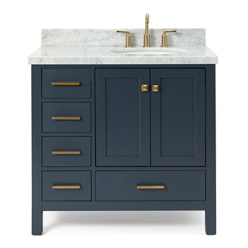 ARIEL Cambridge Collection 37'' Midnight Blue Right Offset Sink Vanity