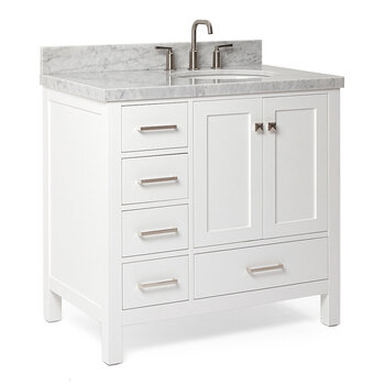 ARIEL Cambridge Collection 37'' White Right Offset Sink Angle Closed View