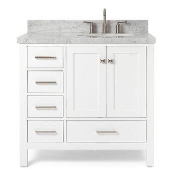 ARIEL Cambridge Collection 37'' White Right Offset Sink Vanity