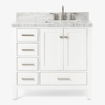 ARIEL Cambridge Collection 37'' White Front Right Offset Sink Vanity