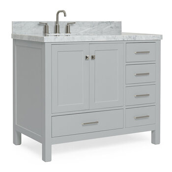 ARIEL Cambridge Collection 43'' Grey Left Offset Sink Angle Closed View
