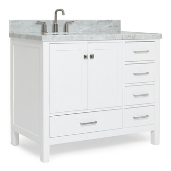 ARIEL Cambridge Collection 43'' White Left Offset Sink Angle Closed View