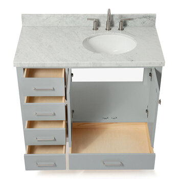 ARIEL Cambridge Collection 43'' Grey Right Offset Sink Opened View
