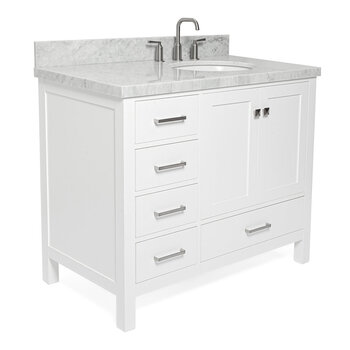 ARIEL Cambridge Collection 43'' White Right Offset Sink Angle Closed View