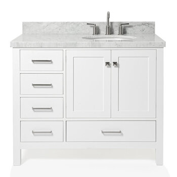 ARIEL Cambridge Collection 43'' White Right Offset Sink Vanity