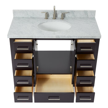 ARIEL Cambridge Collection 43'' Espresso Center Sink Opened View