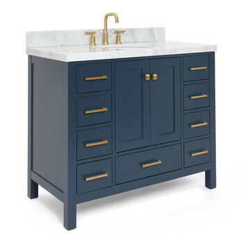 ARIEL Cambridge Collection 43'' Midnight Blue Center Sink Angle Closed View