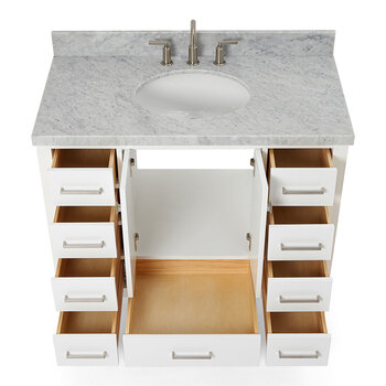 ARIEL Cambridge Collection 43'' White Center Sink Opened View
