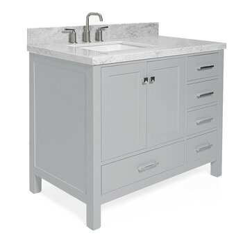 ARIEL Cambridge Collection 43'' Grey Left Offset Sink Angle Closed View