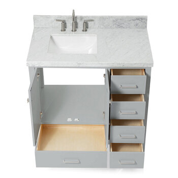 ARIEL Cambridge Collection 43'' Grey Left Offset Sink Opened View