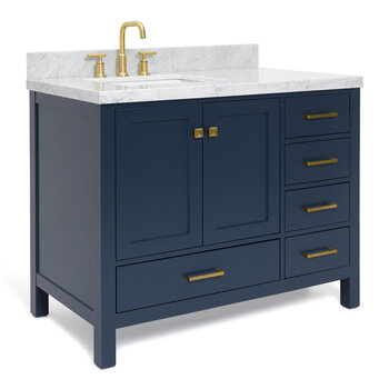 ARIEL Cambridge Collection 43'' Midnight Blue Left Offset Sink Angle Closed View