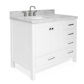 ARIEL Cambridge Collection 43'' White Left Offset Sink Angle Closed View