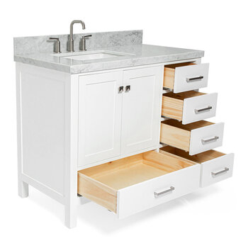 ARIEL Cambridge Collection 43'' White Left Offset Sink Opened View