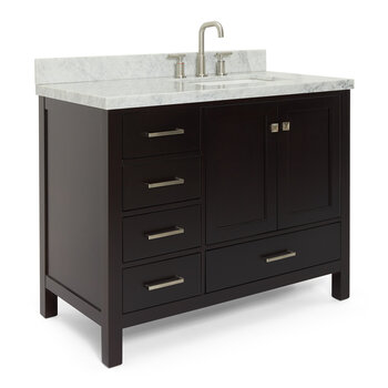 ARIEL Cambridge Collection 43'' Espresso Right Offset Sink Angle Closed View