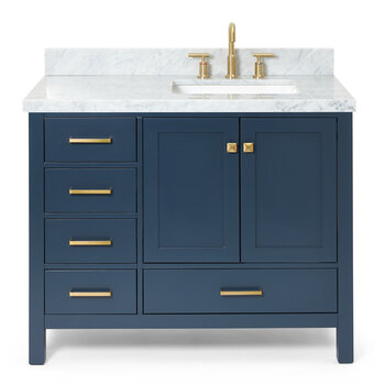ARIEL Cambridge Collection 43'' Midnight Blue Right Offset Sink Vanity