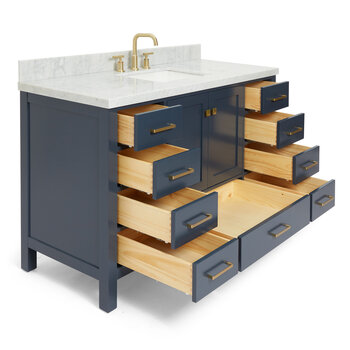 ARIEL Cambridge Collection 55'' Midnight Blue Rectangle Sink Opened View
