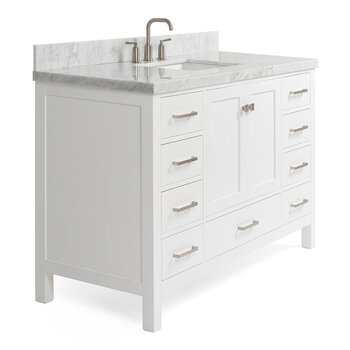 ARIEL Cambridge Collection 55'' White Rectangle Sink Angle Closed View