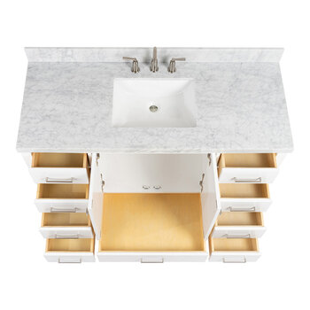 ARIEL Cambridge Collection 55'' White Rectangle Sink Opened View