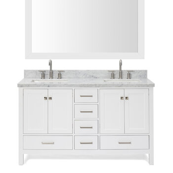 ARIEL Cambridge Collection 61'' White Rectangle Sinks Vanity Set w/ Mirror
