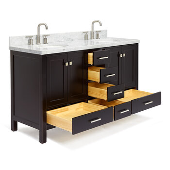 ARIEL Cambridge Collection 61'' Espresso Oval Sinks Opened View