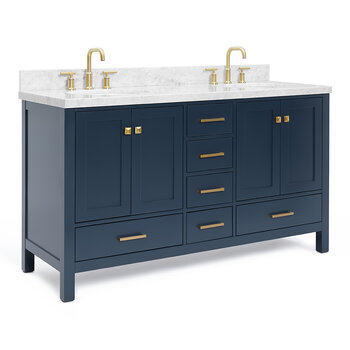 ARIEL Cambridge Collection 61'' Midnight Blue Oval Sinks Angle Closed View